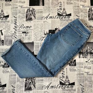 NY Jeans Women's mid wash denim jeans mid rise straight leg raw hem y2k vintage